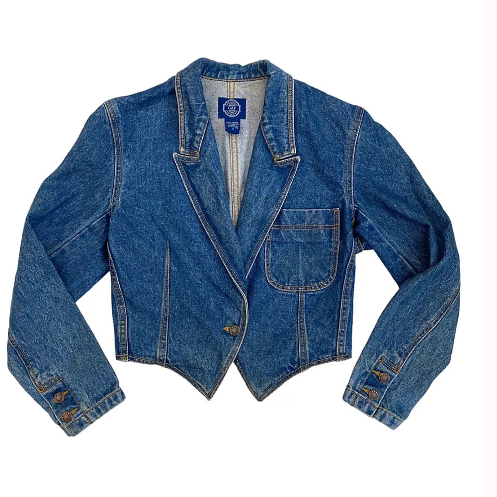 1990s Vintage Gap Cropped Denim Blazer Jacket Selected by My_Vestiary